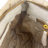 Prada Y2K Ivory Gaufre Nylon Woven Leather 2Way Mini Handbag