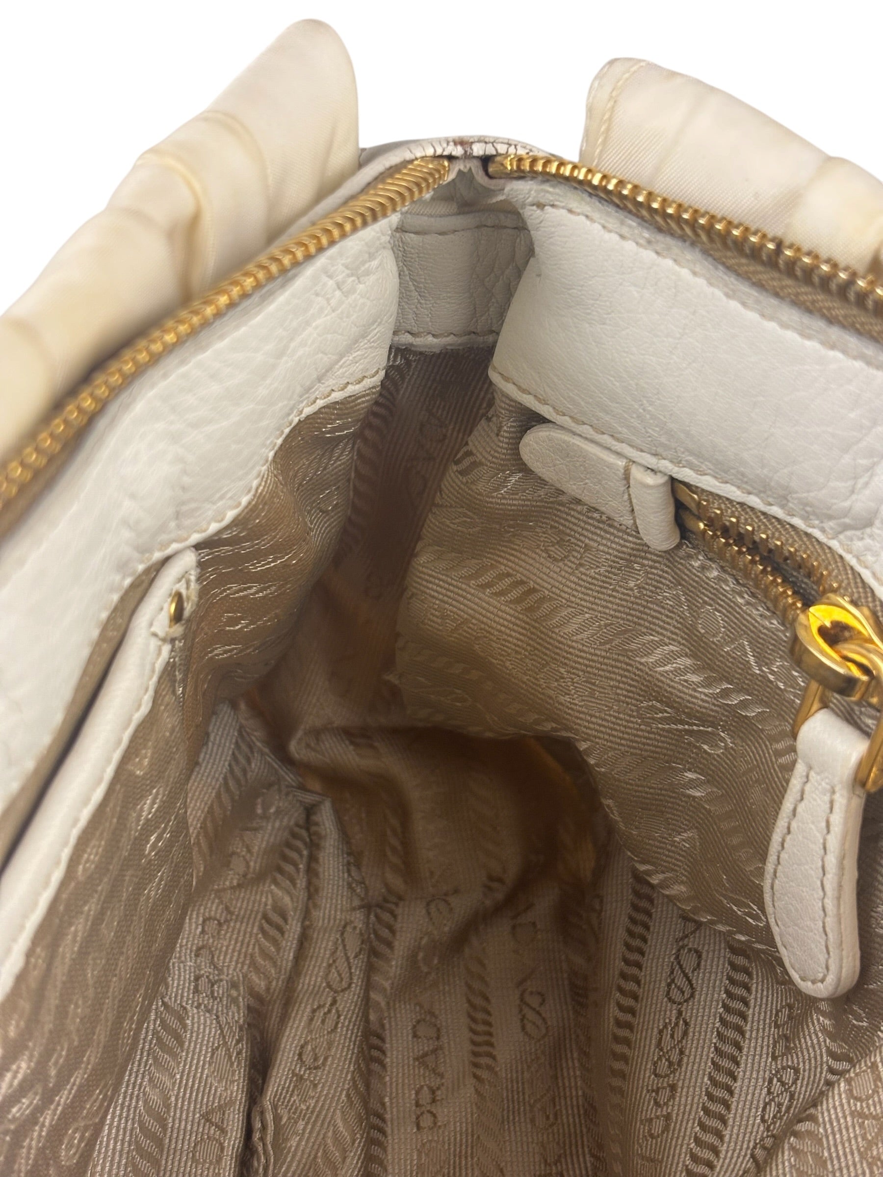 Prada Y2K Ivory Gaufre Nylon Woven Leather 2Way Mini Handbag
