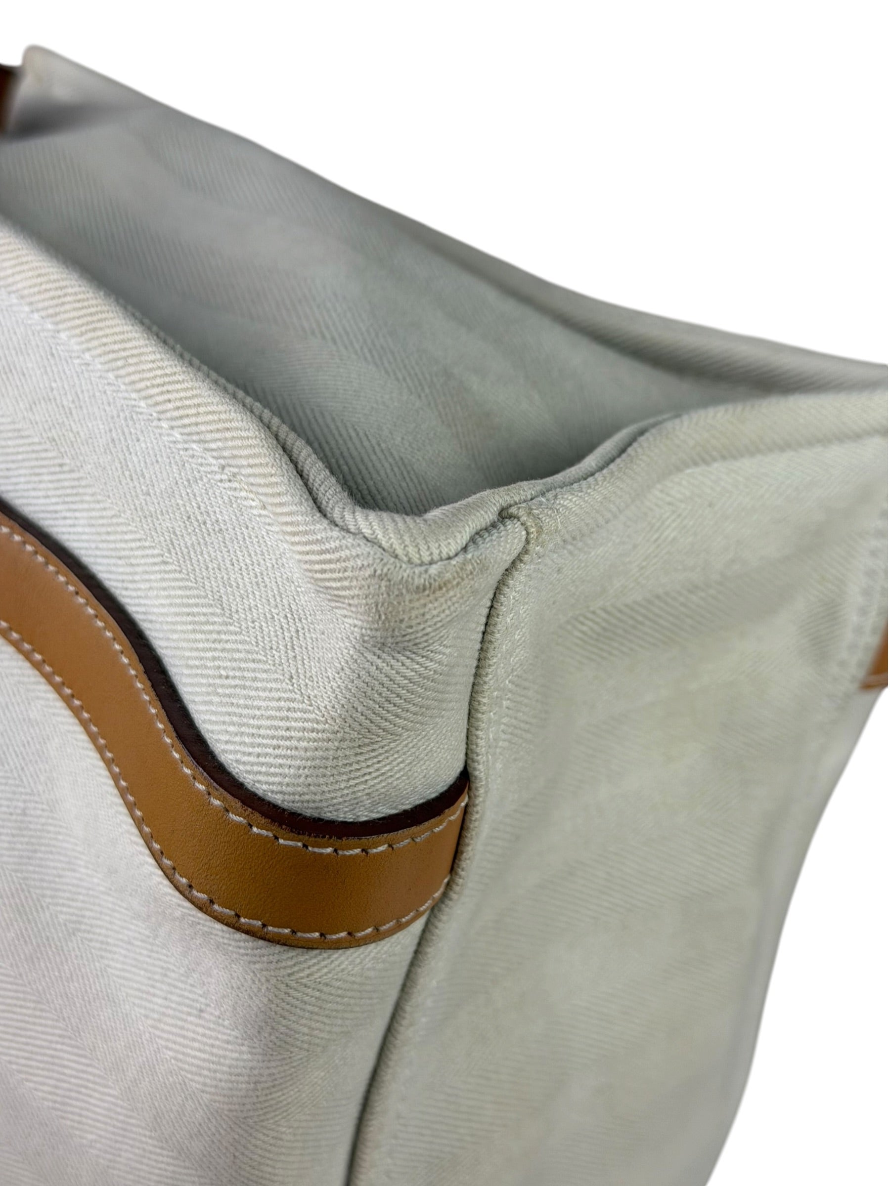 Hermes Beige/Brown Leather Trim Cabalicol Tote