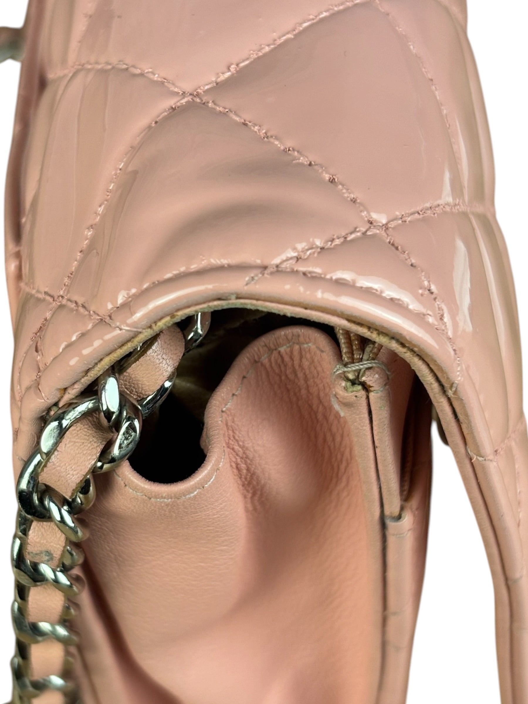 Chanel Pink Patent Quilted Wallet on Chain Bag 2012