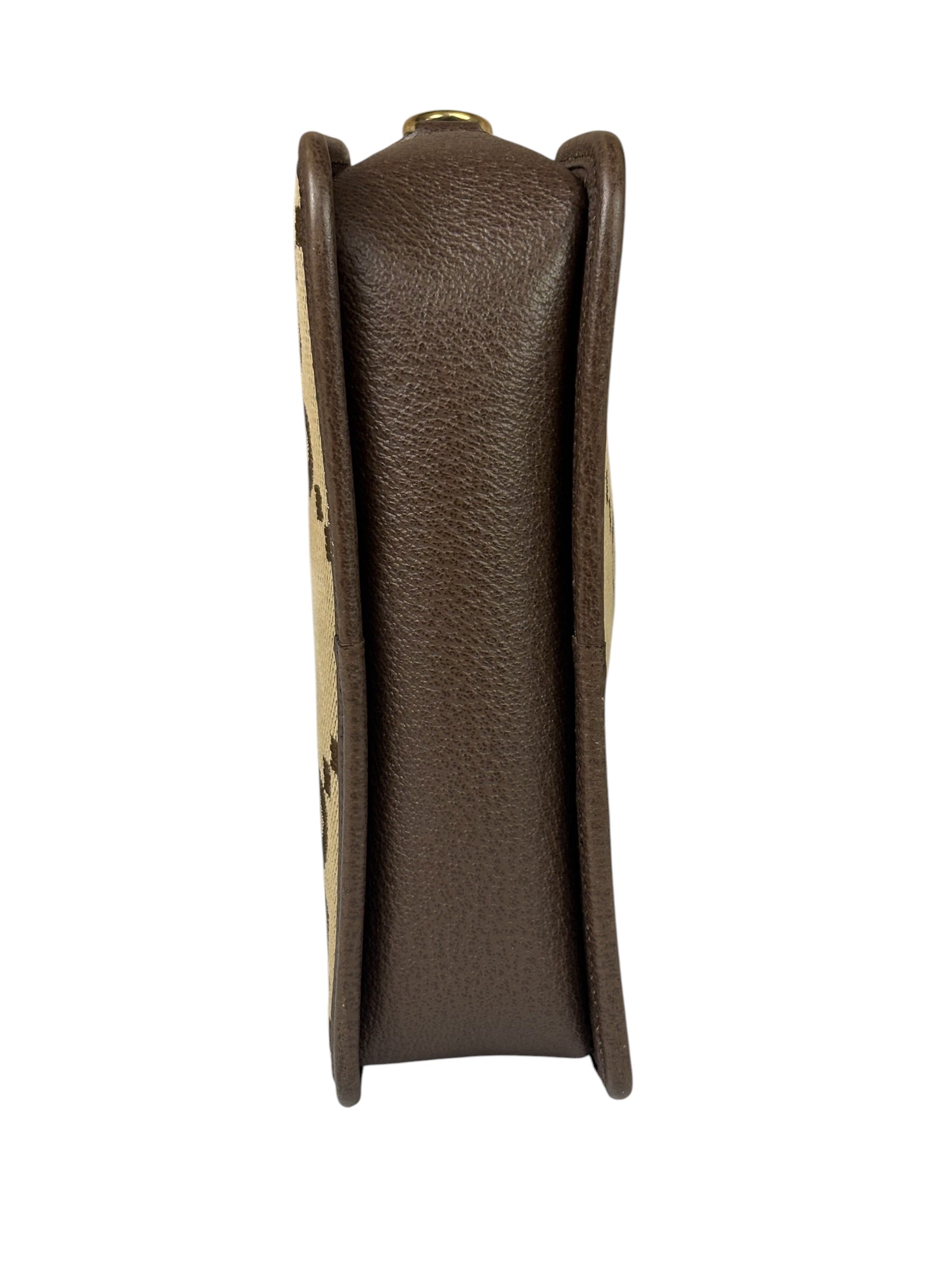 Gucci Brown Leather Trim Jumbo GG Mini Crossbody