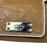 Chanel East/West Accordion Chain Beige Flap Bag 2008