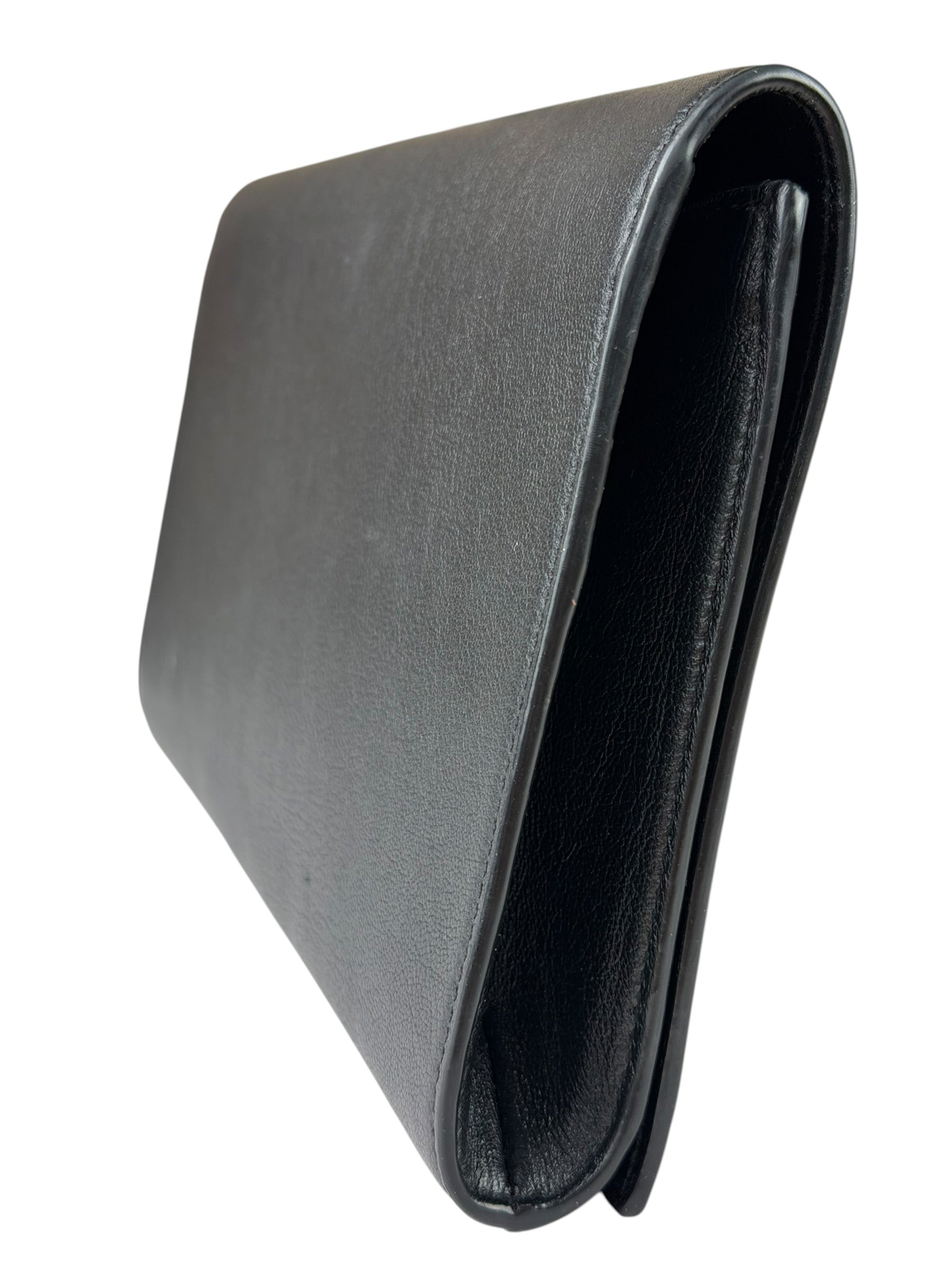 Yves Saint Laurent Black Leather Flap Clutch