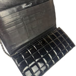 Chanel Black Patent Chocolate Bar Quilted Flap Shoulder Bag 2001