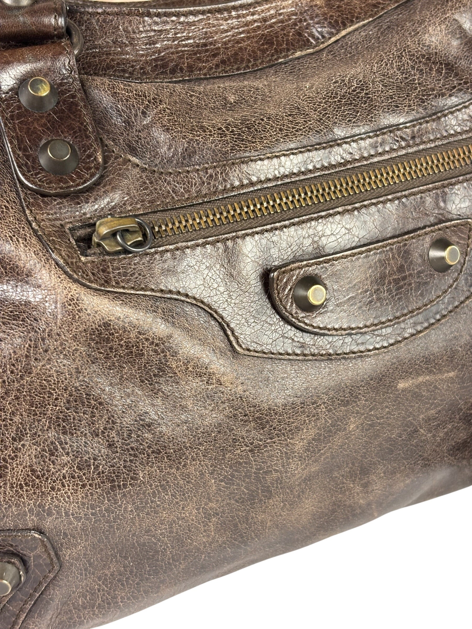 Balenciaga Brown Leather Medium Le City Two-Way Bag