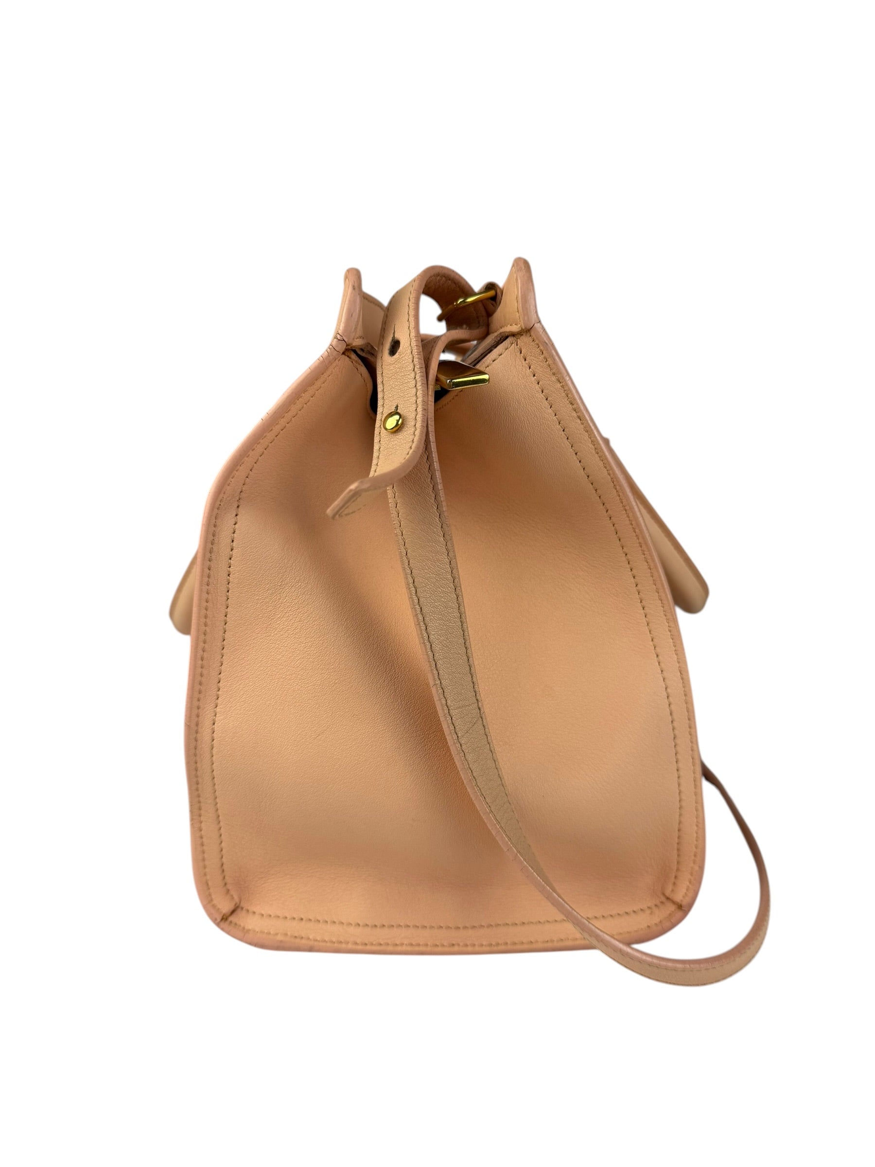 YSL Vintage Classic Y Cabas Peach Leather 2Way Handbag