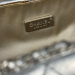 Chanel Metallic Silver Quilted Chain Around Clutch Shoulder Bag 2011