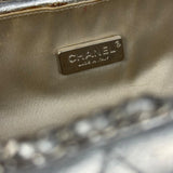 Chanel Metallic Silver Quilted Chain Around Clutch Shoulder Bag 2011