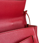 Hermes Kelly 32 Courchevel Rouge Vif Gold Handbag 1997