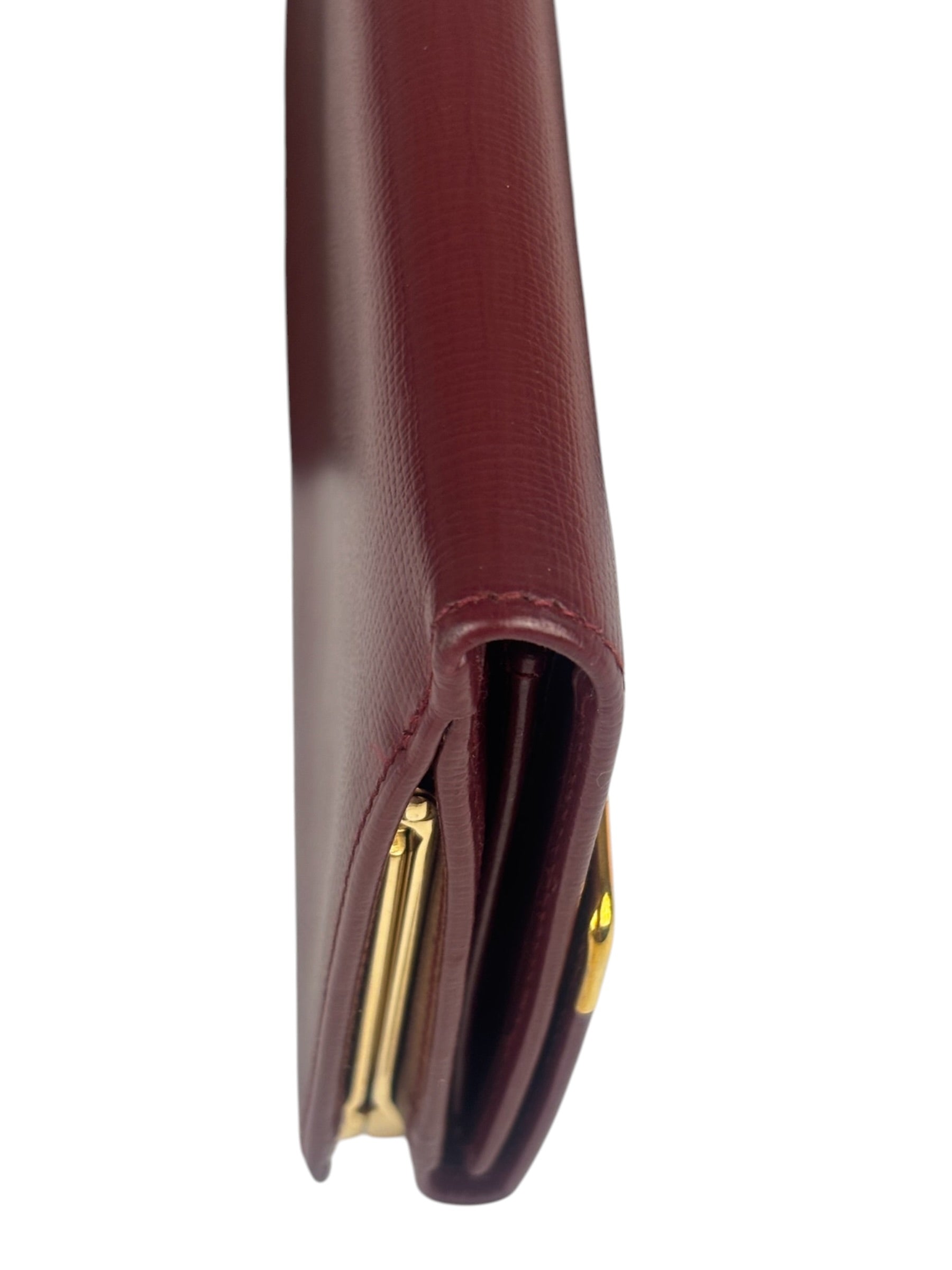 Cartier Burgundy Leather Trifold Long Wallet