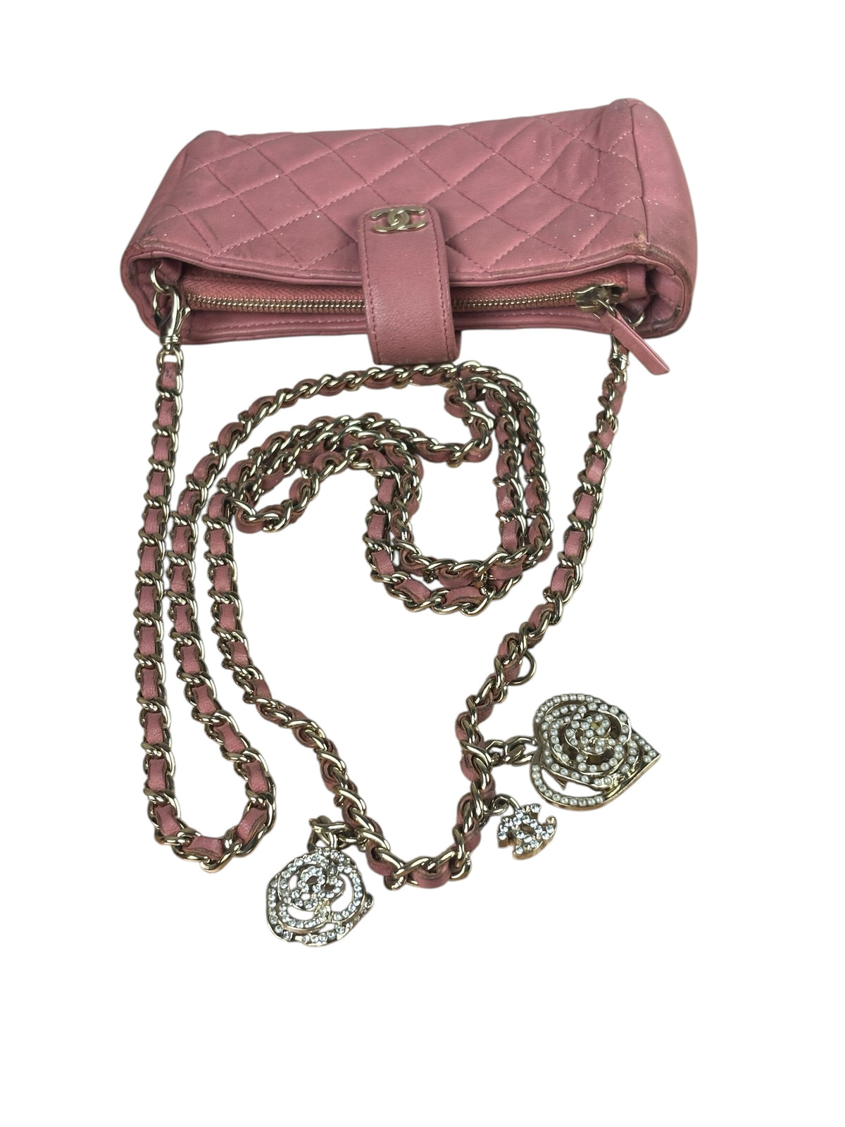 Chanel Pink Quilted Lambskin Crossbody Bag 2014