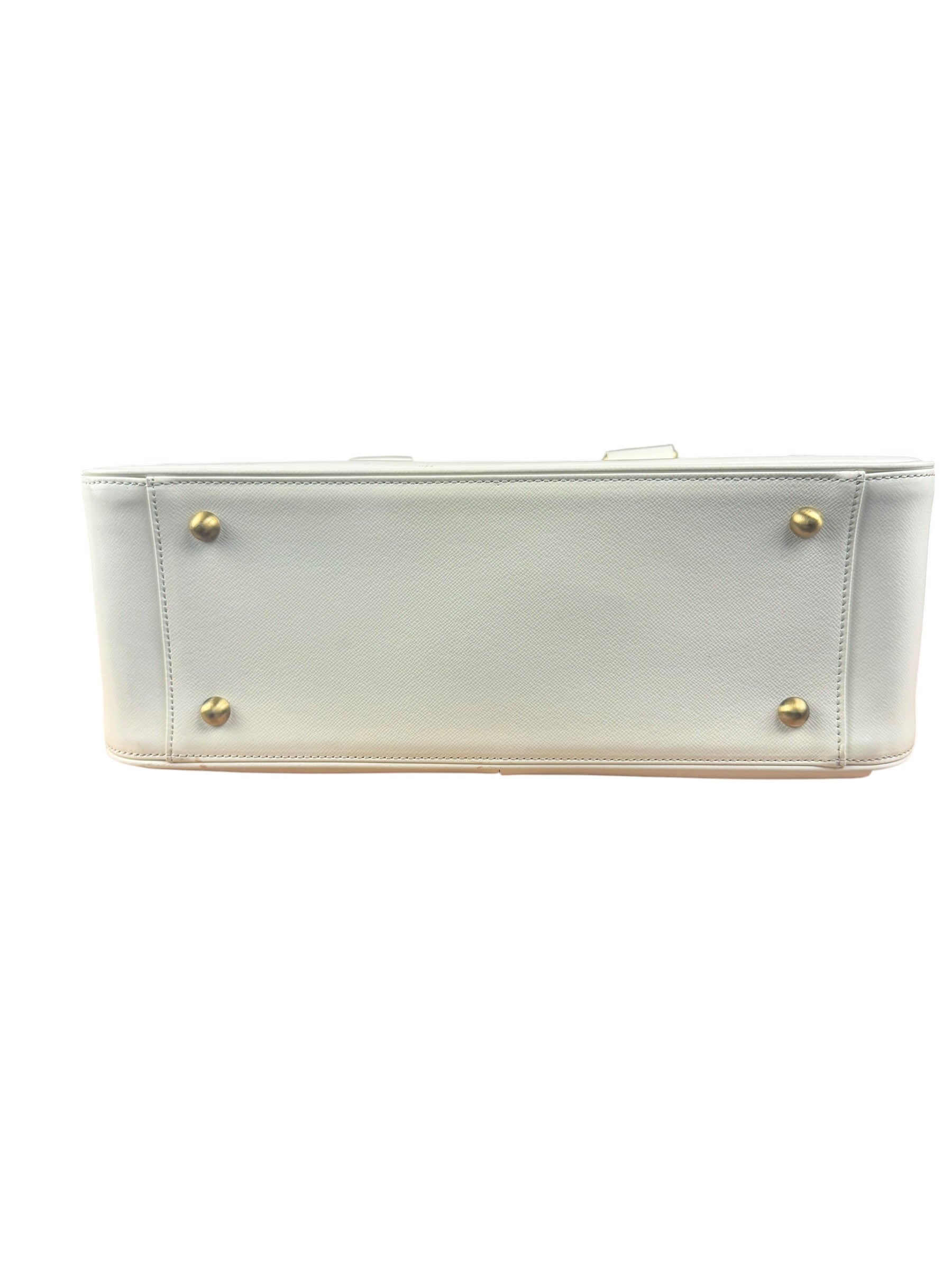 Burberry White Leather Multi-Pocket Handbag