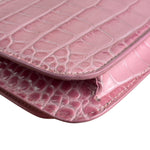 Balenciaga Pink Croc-Embossed Leather Chain B Wallet