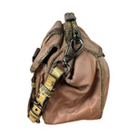 Prada Soft Dusty Rose Tessuto Nylon Snakeskin Trim Multi-Pocket Shoulder Bag