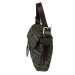 Fendi Brown Leather Trim Baguette