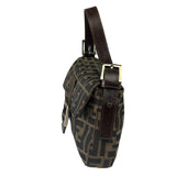 Fendi Brown Leather Trim Baguette