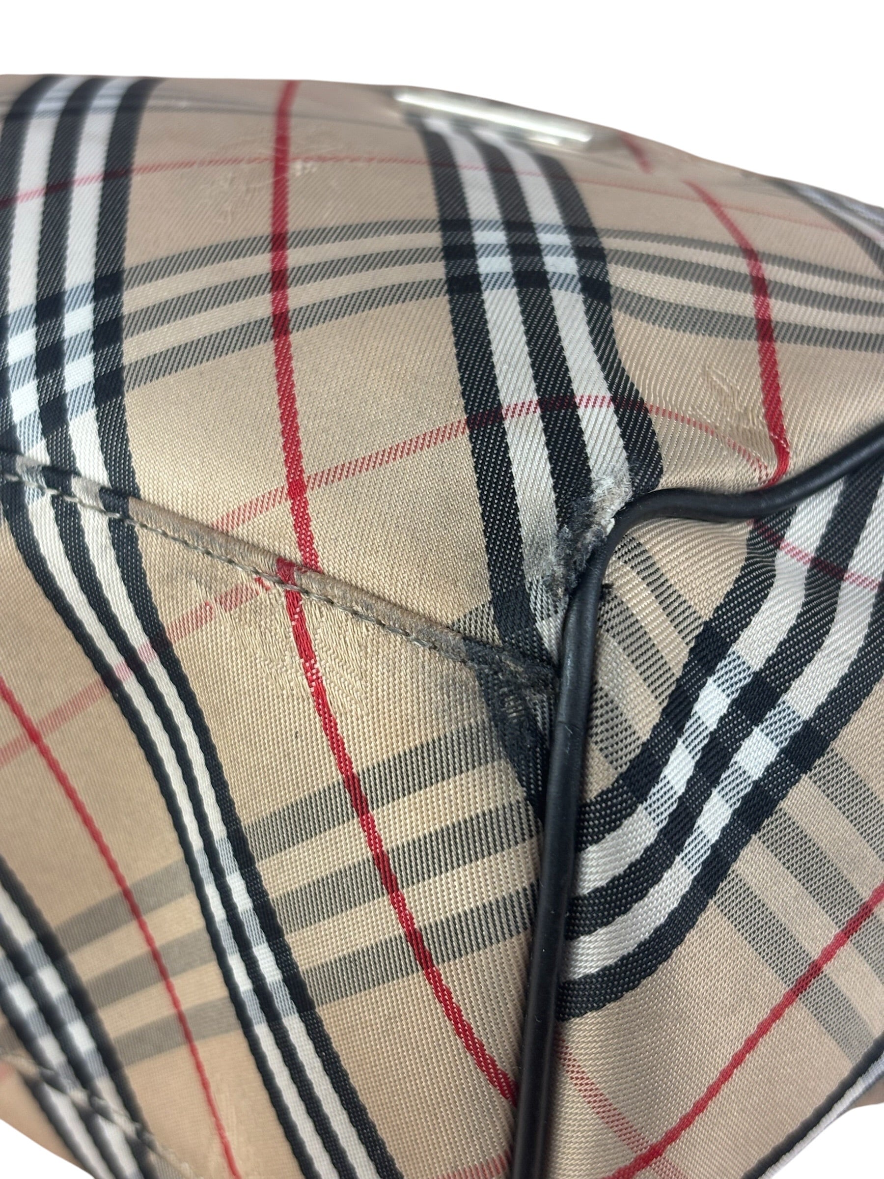Burberry Vintage Blue Label Nova Check Multi-Pocket Nylon Tote Bag
