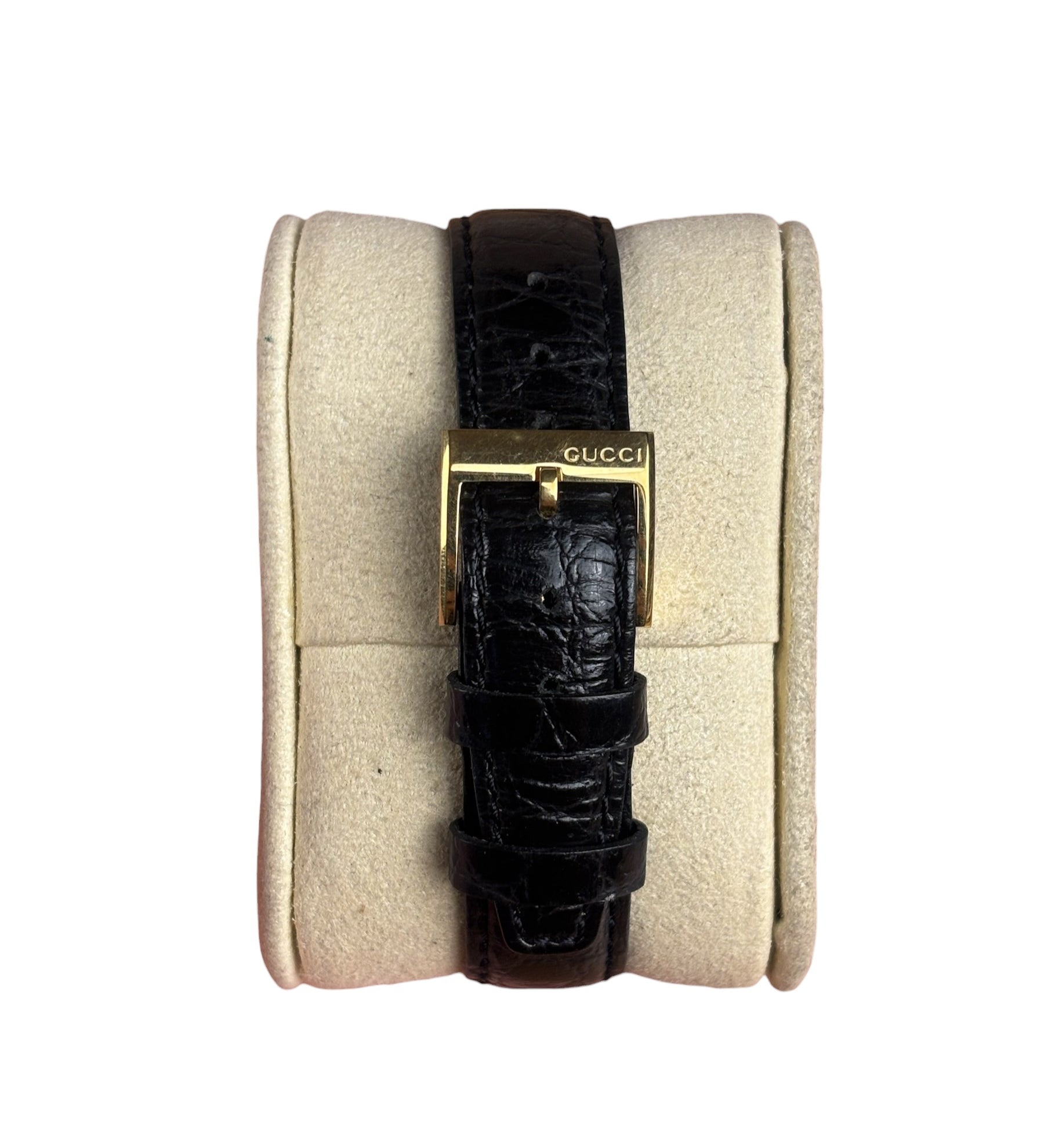 Gucci Vintage Black Leather Moonphase Triple Calendar Watch