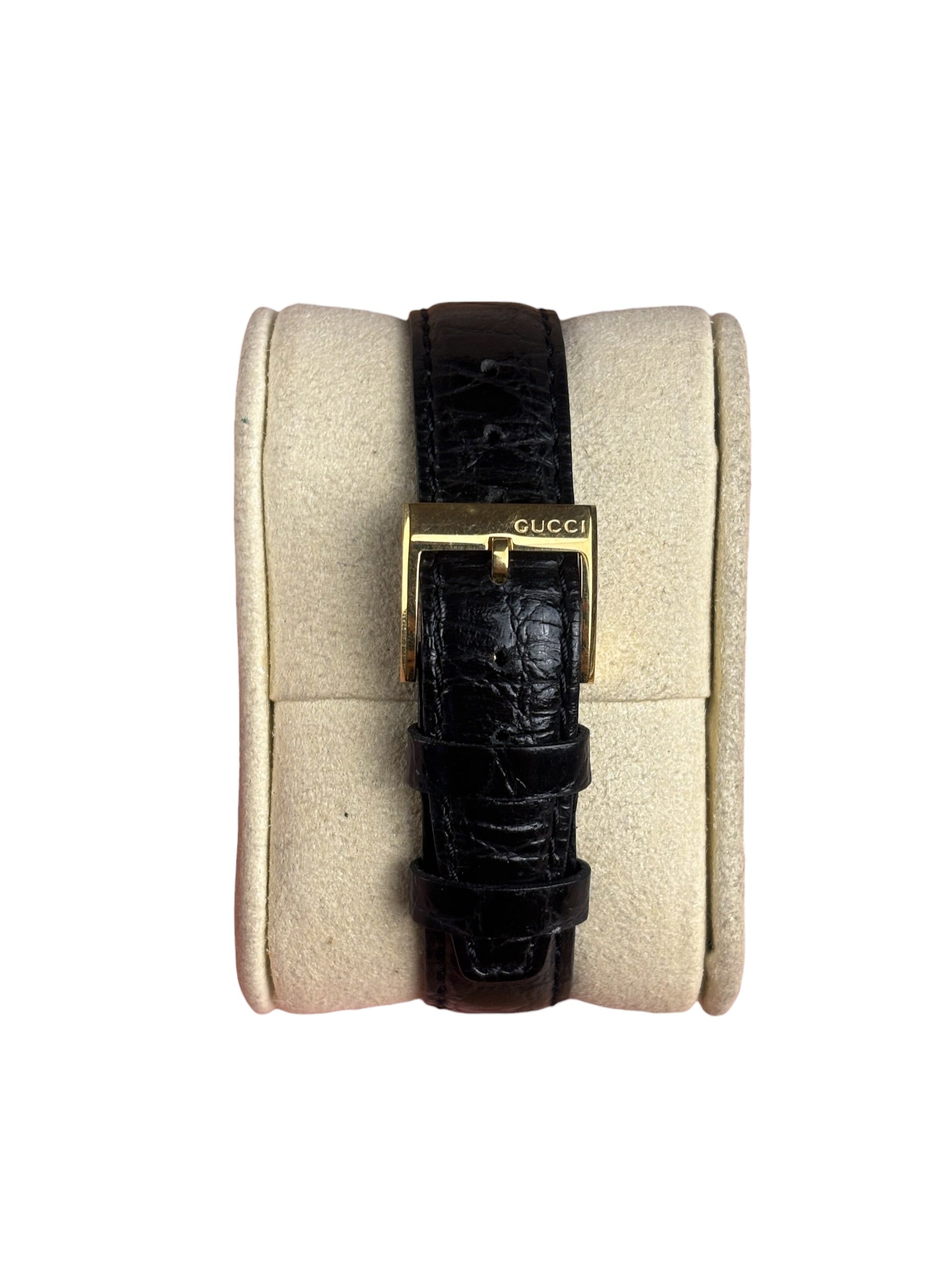 Gucci Vintage Black Leather Moonphase Triple Calendar Watch