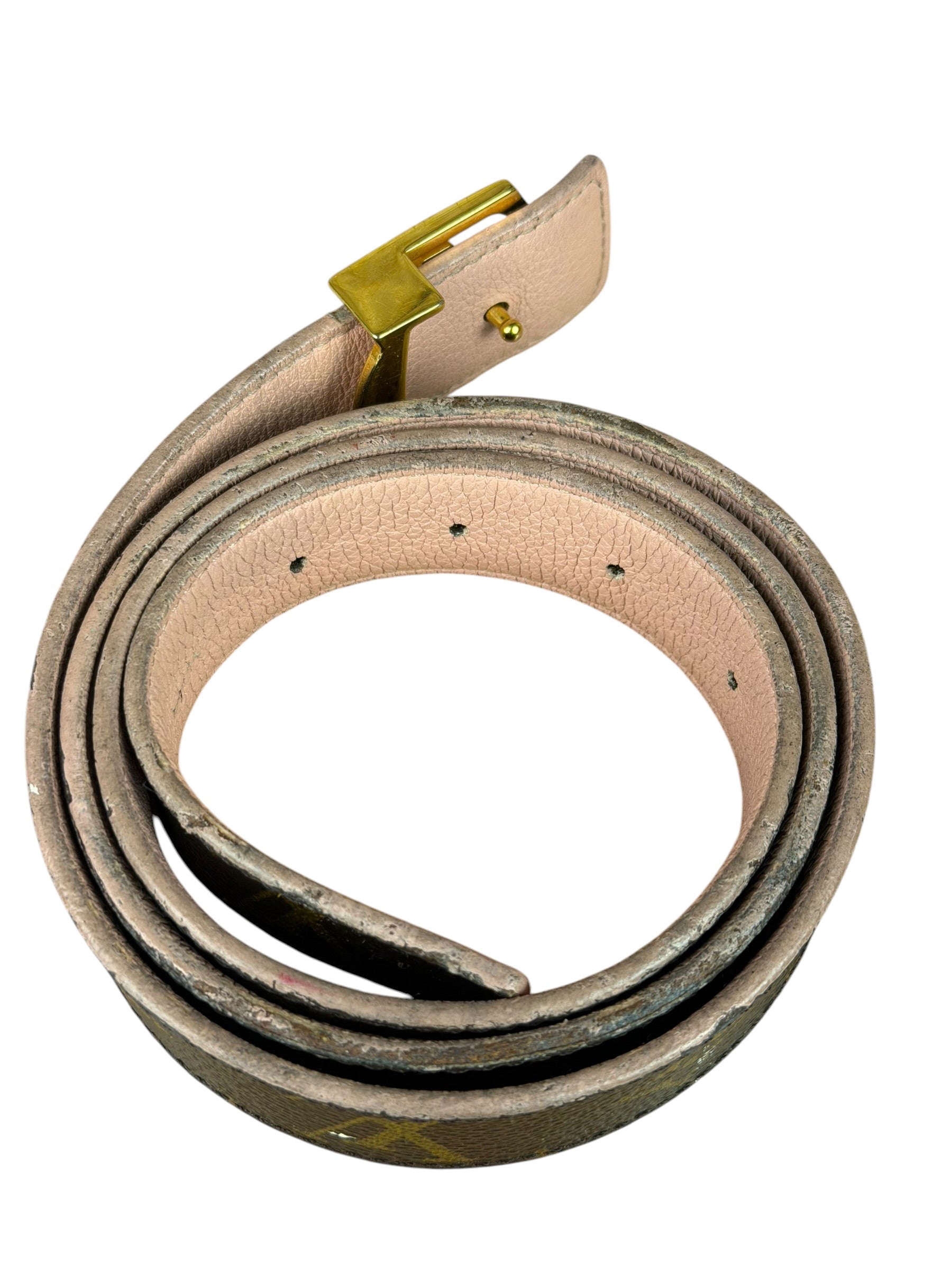 Louis Vuitton Peach/Monogram LV Initiales 30MM Reversible Belt