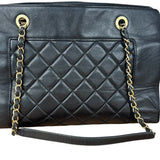 Chanel Vintage Black Quilted Mademoiselle Leather Shoulder Bag