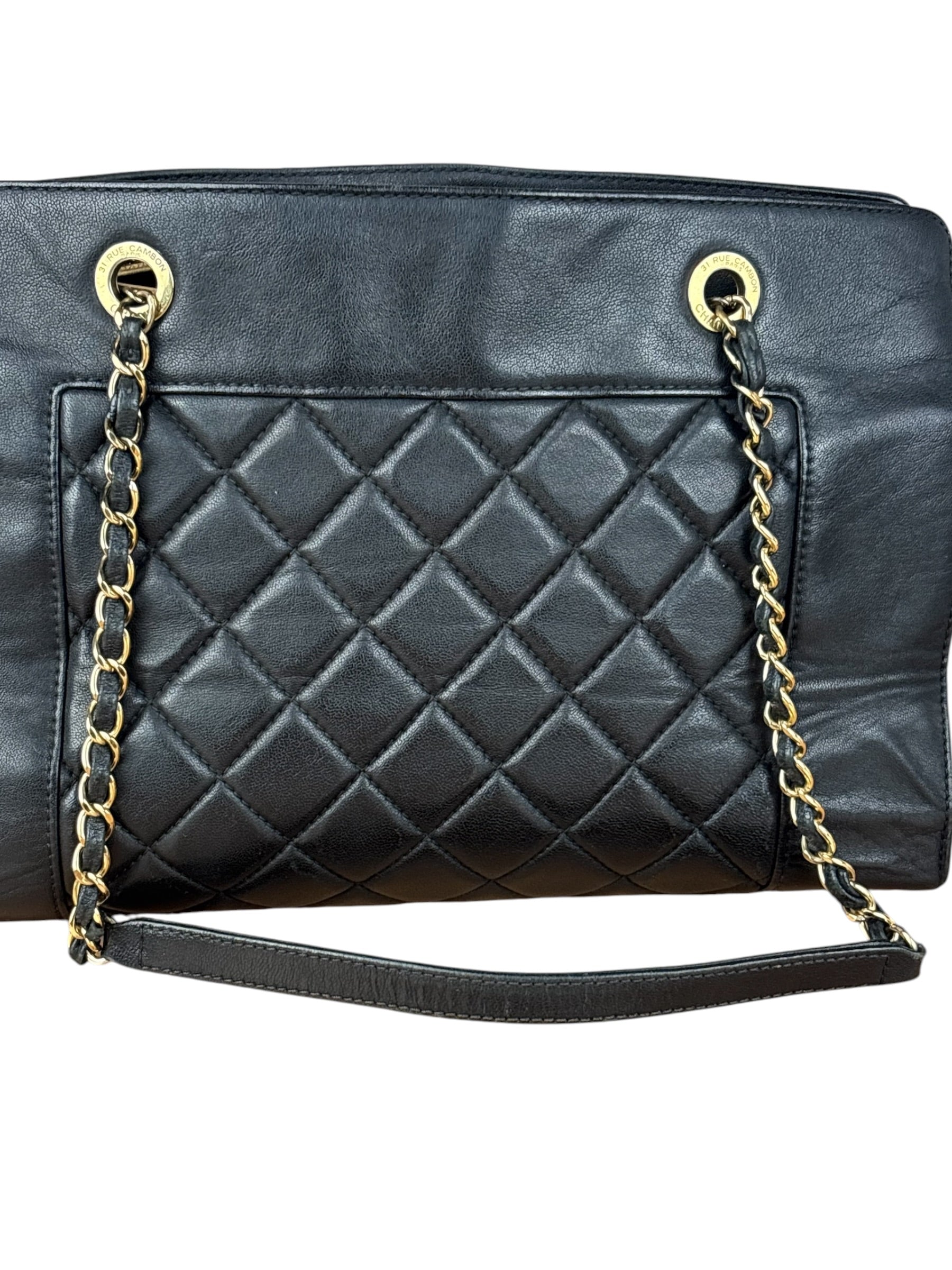 Chanel Vintage Black Quilted Mademoiselle Leather Shoulder Bag