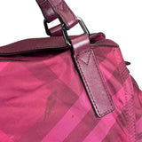 Burberry Plum Nylon/Leather Trim Nova Check Buckleigh Packable Tote
