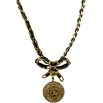 Chanel Vintage Strass & Patent Leather Bow Coin Choker Mid 90s