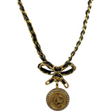 Chanel Vintage Strass & Patent Leather Bow Coin Choker Mid 90s