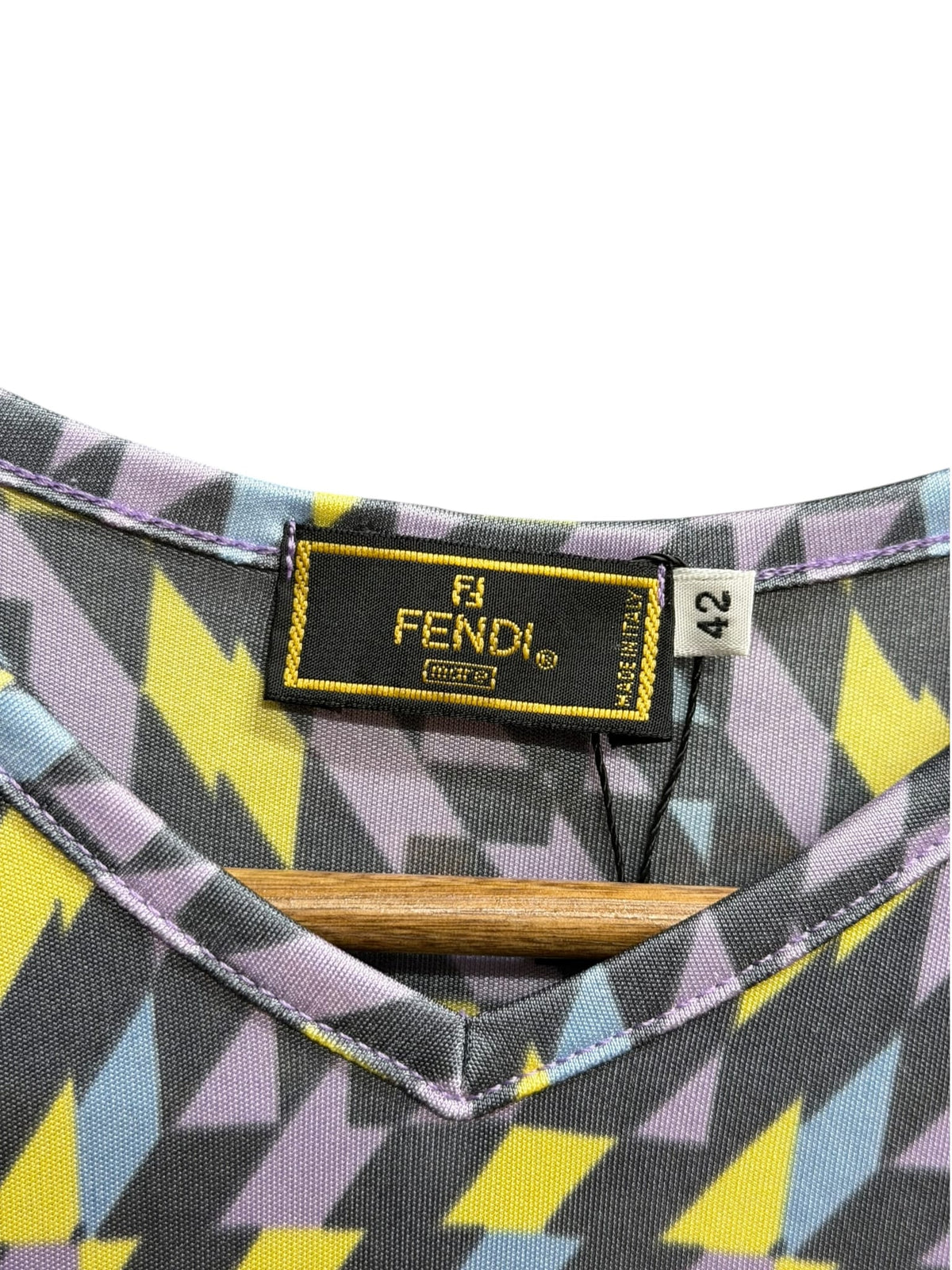 90s Fendi Geo Zucca Print V-Neck Shirt
