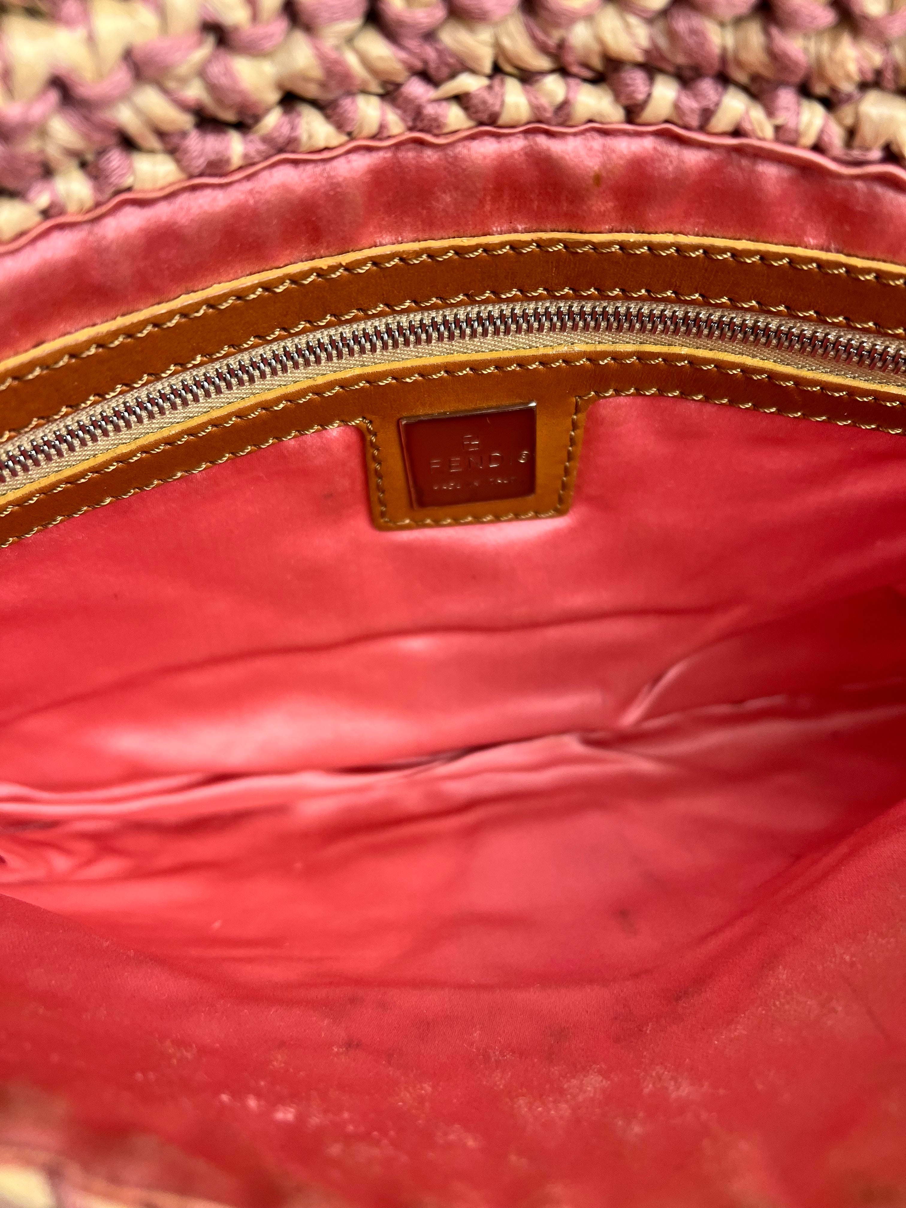 Fendi Raffia Crochet Baguette