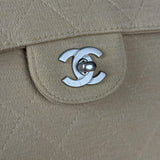 Chanel Beige Quilted Canvas Chain Flap Bag 1998