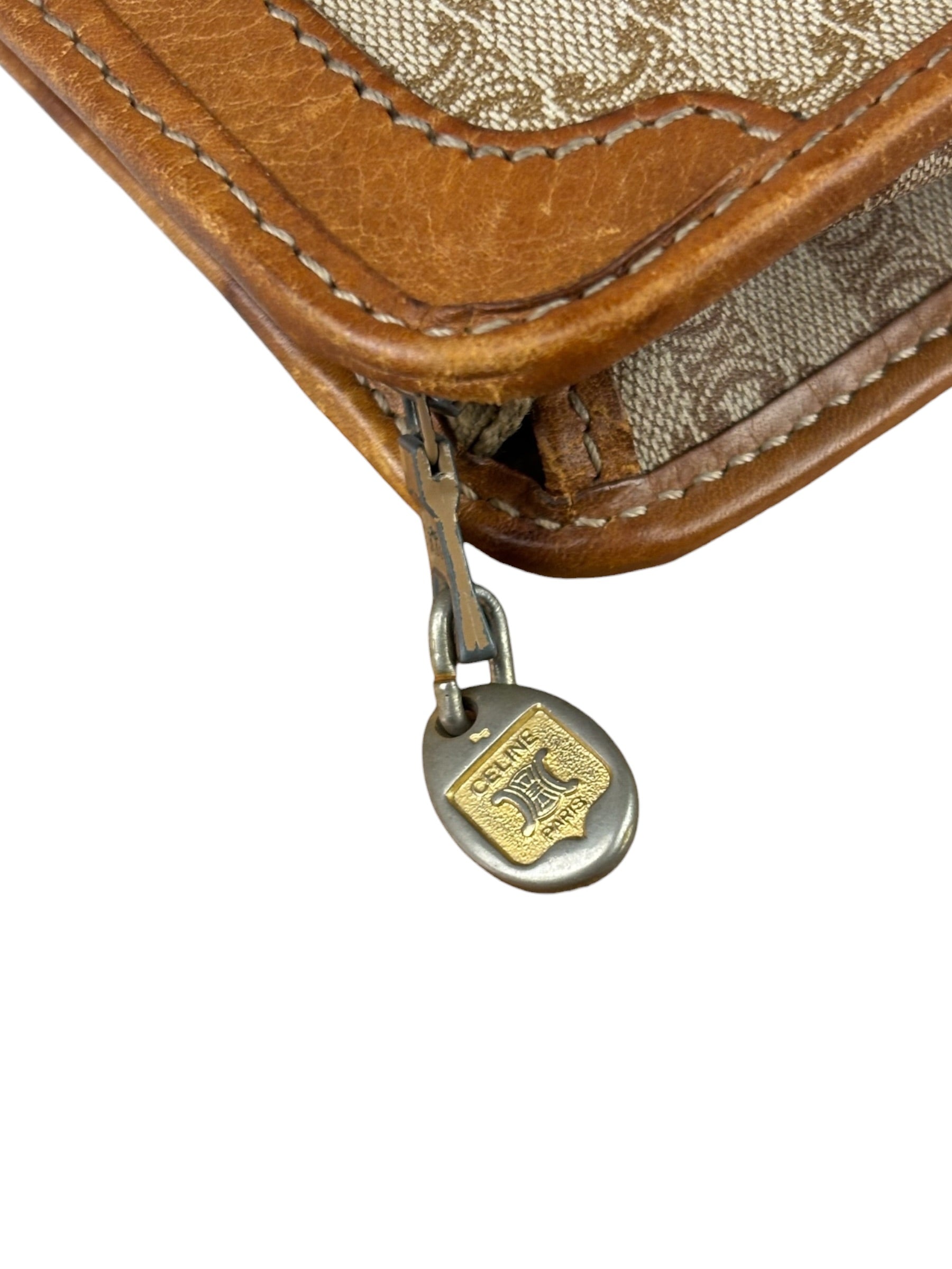 Celine Brown Leather Macadam Pouch