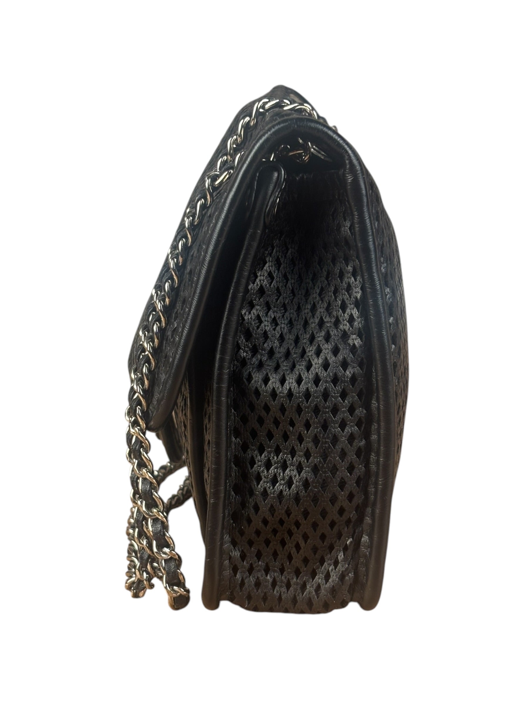 Chanel Black Perforated Leather Up in the Air Flap Bag 2012