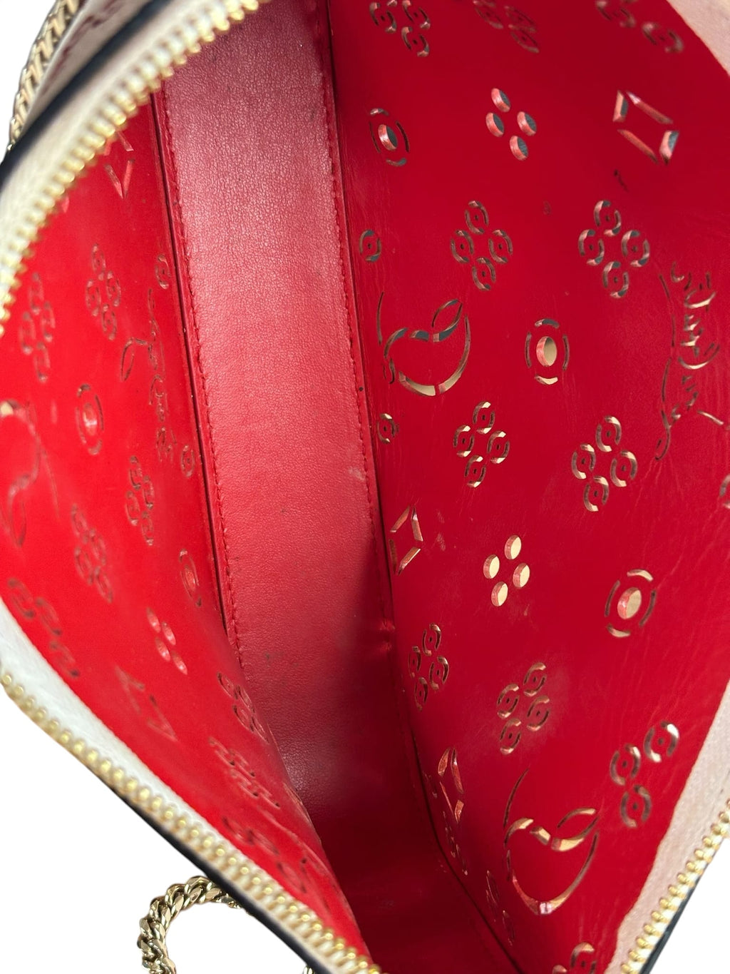 Christian Louboutin White Leather Loubinthesky Perforated Pochette