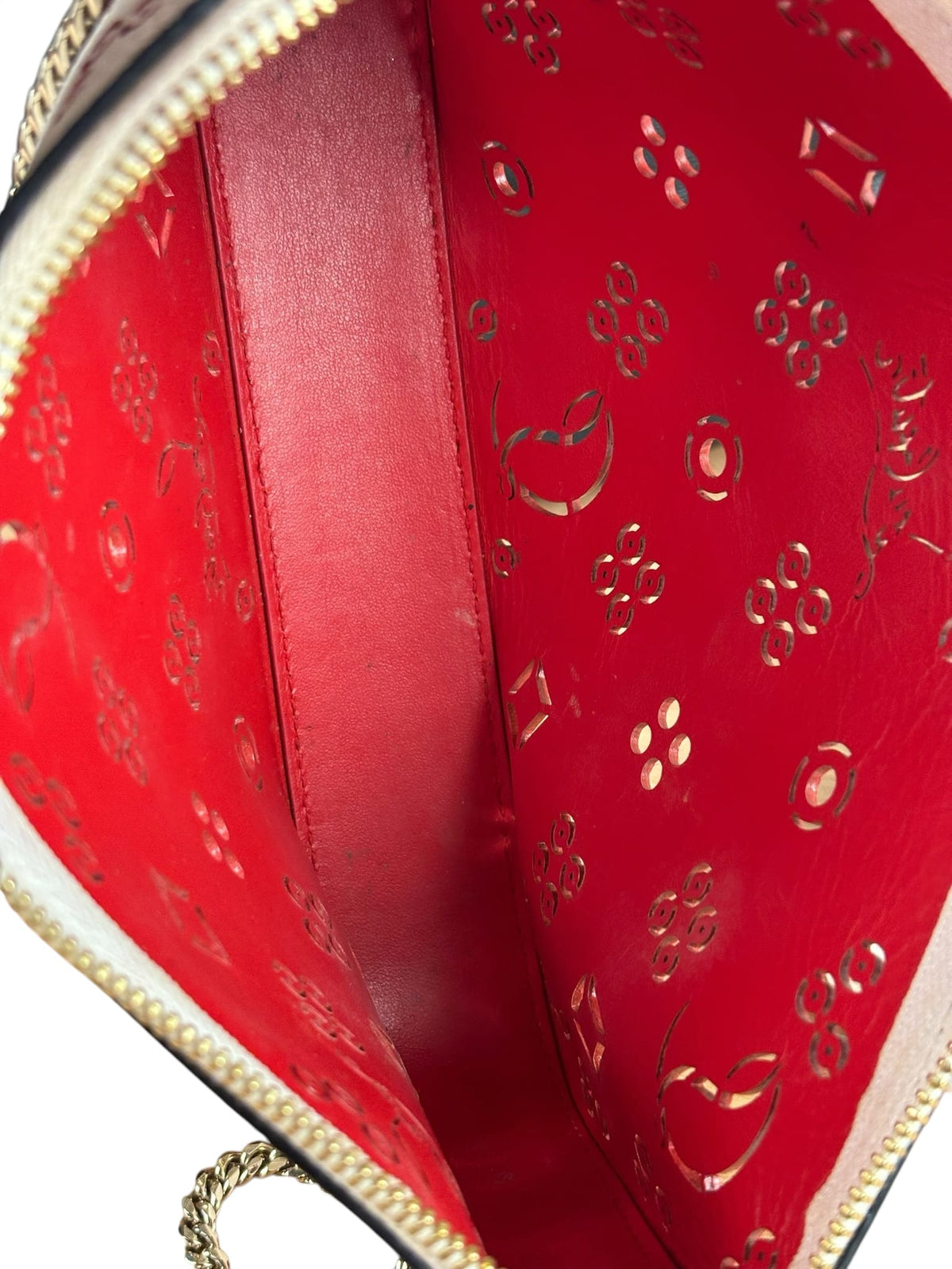 Christian Louboutin White Leather Loubinthesky Perforated Pochette