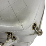 Chanel White Quilted Leather Vanity Small Bowling Two-Way Bag 2019