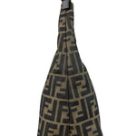 Fendi Brown Leather Trim Zucca Hobo Baguette