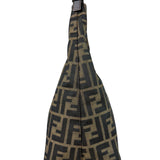 Fendi Brown Leather Trim Zucca Hobo Baguette