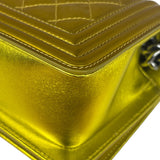 Chanel Metallic Yellow Quilted Patent Leather Mini Boy Flap Bag 2014