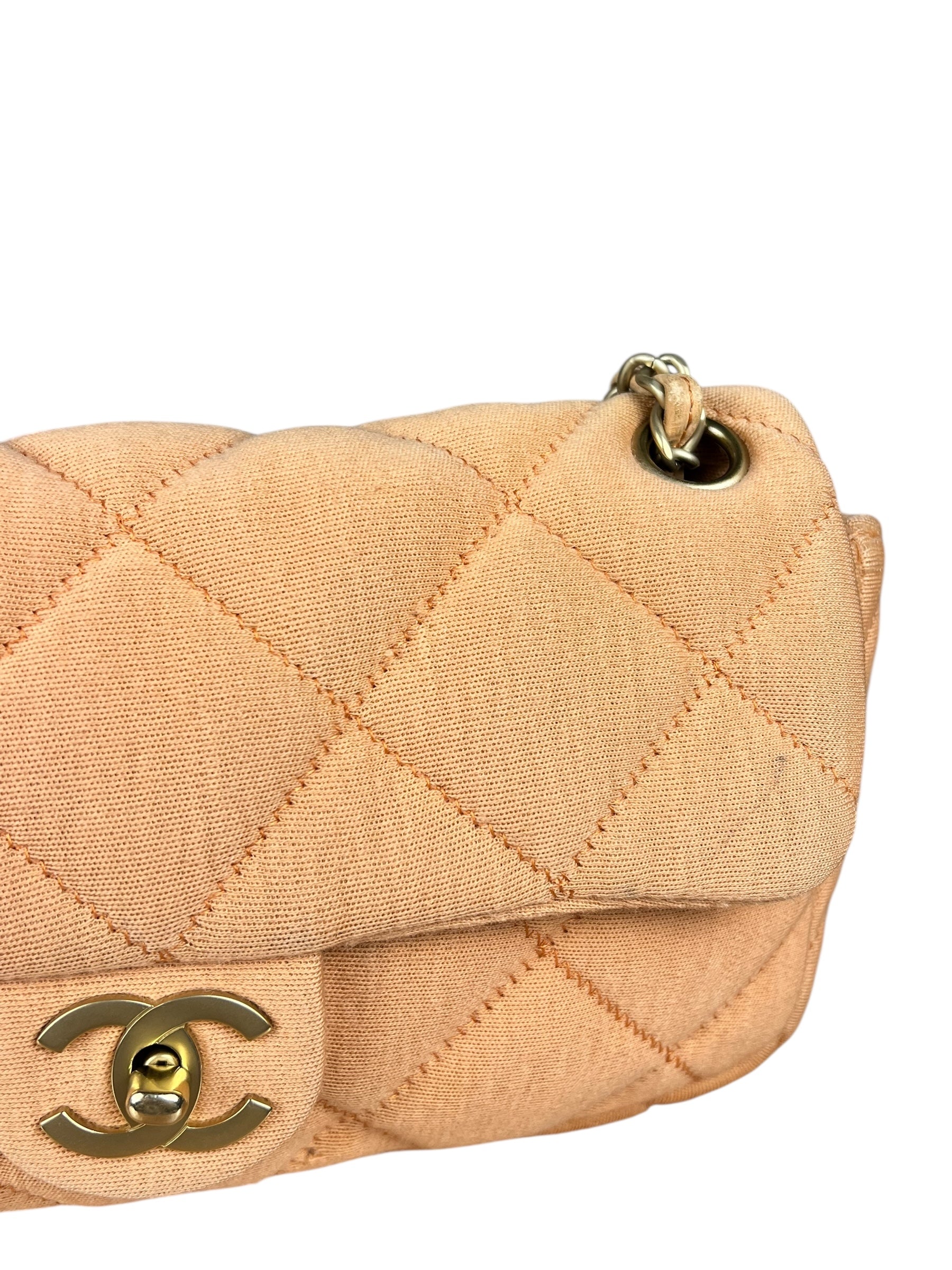 Chanel CC Flap Bag Peach Jersey Quilt