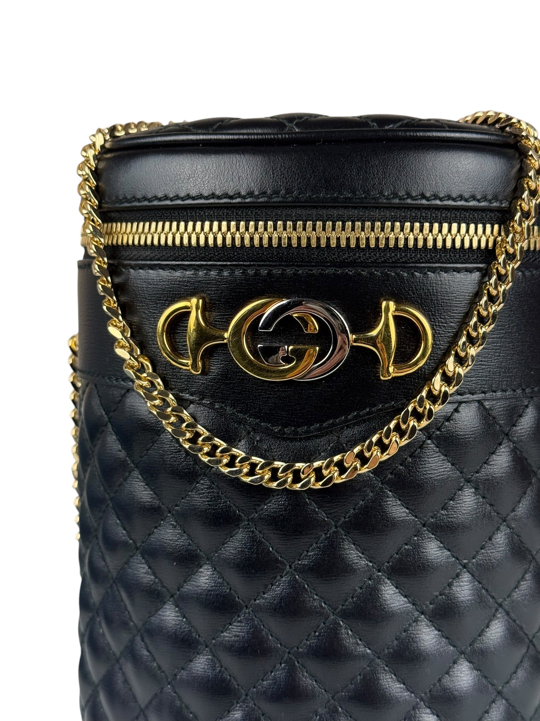 Gucci GG Zumi Cylindrical Black Quilted Leather Shoulder Bag