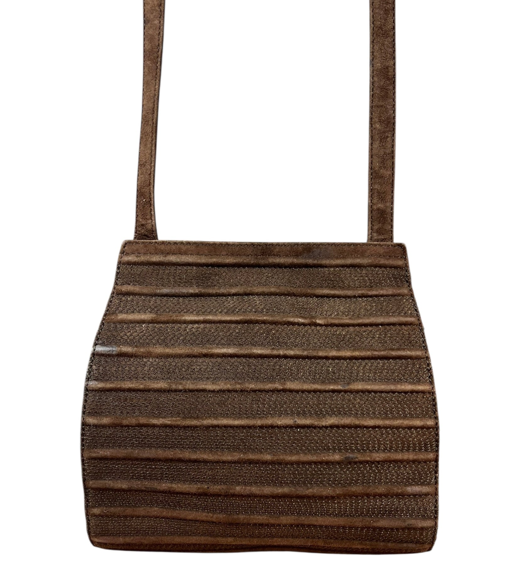 Loewe Vintage Striped Brown Suede Crossbody