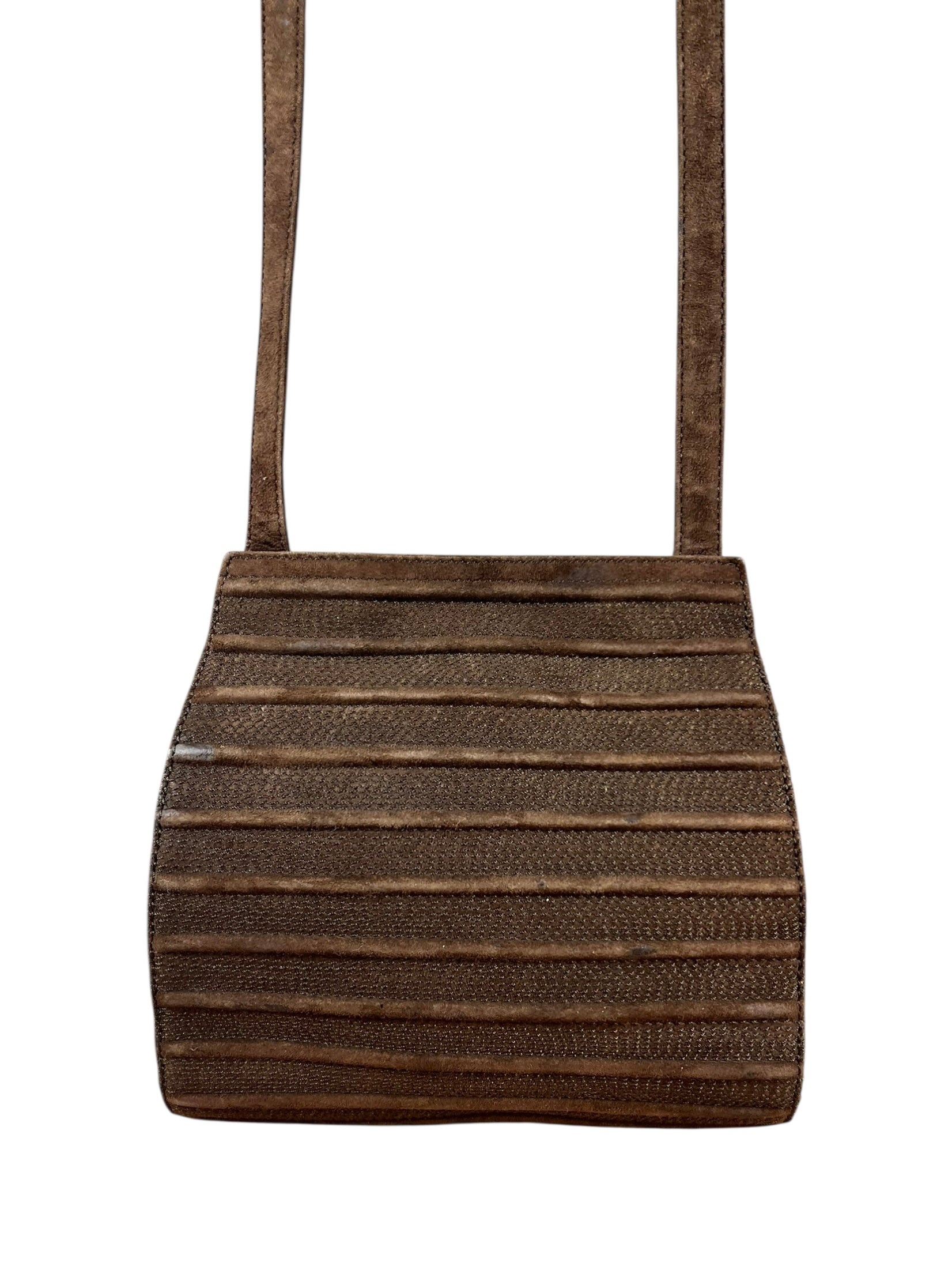 Loewe Vintage Striped Brown Suede Crossbody