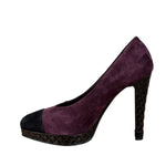 Chanel Two-Tone Suede Cap-Toe Platform Pumps