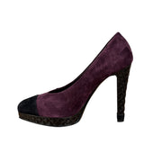 Chanel Two-Tone Suede Cap-Toe Platform Pumps