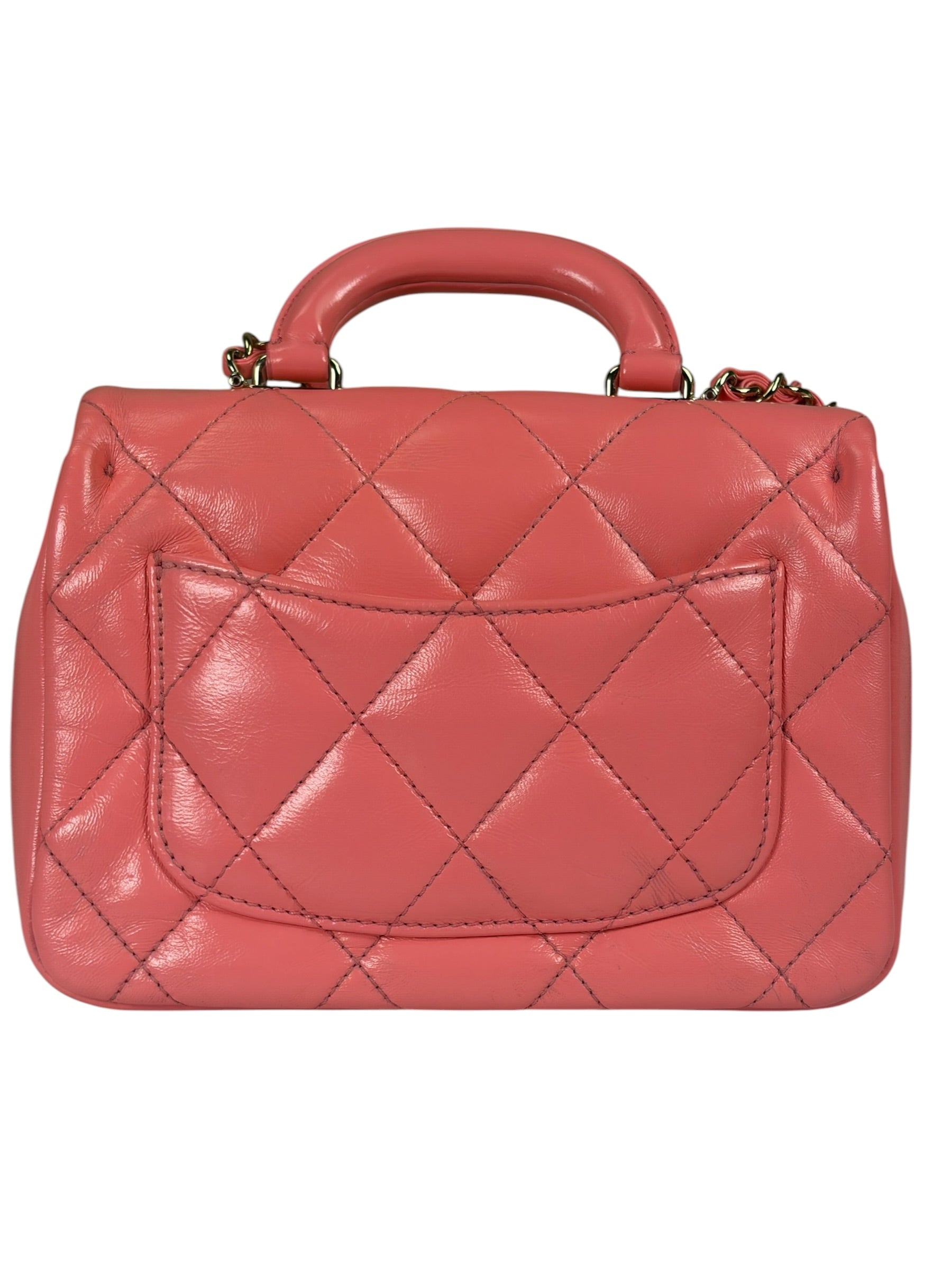 Chanel Pink Quilted Lambskin Two-Way Bag 2021