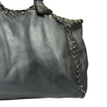 Bottega Veneta Dark Grey Leather Studded Shoulder Bag