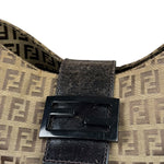 Fendi Brown Leather Trim Zucca Mamma Baguette