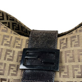 Fendi Brown Leather Trim Zucca Mamma Baguette